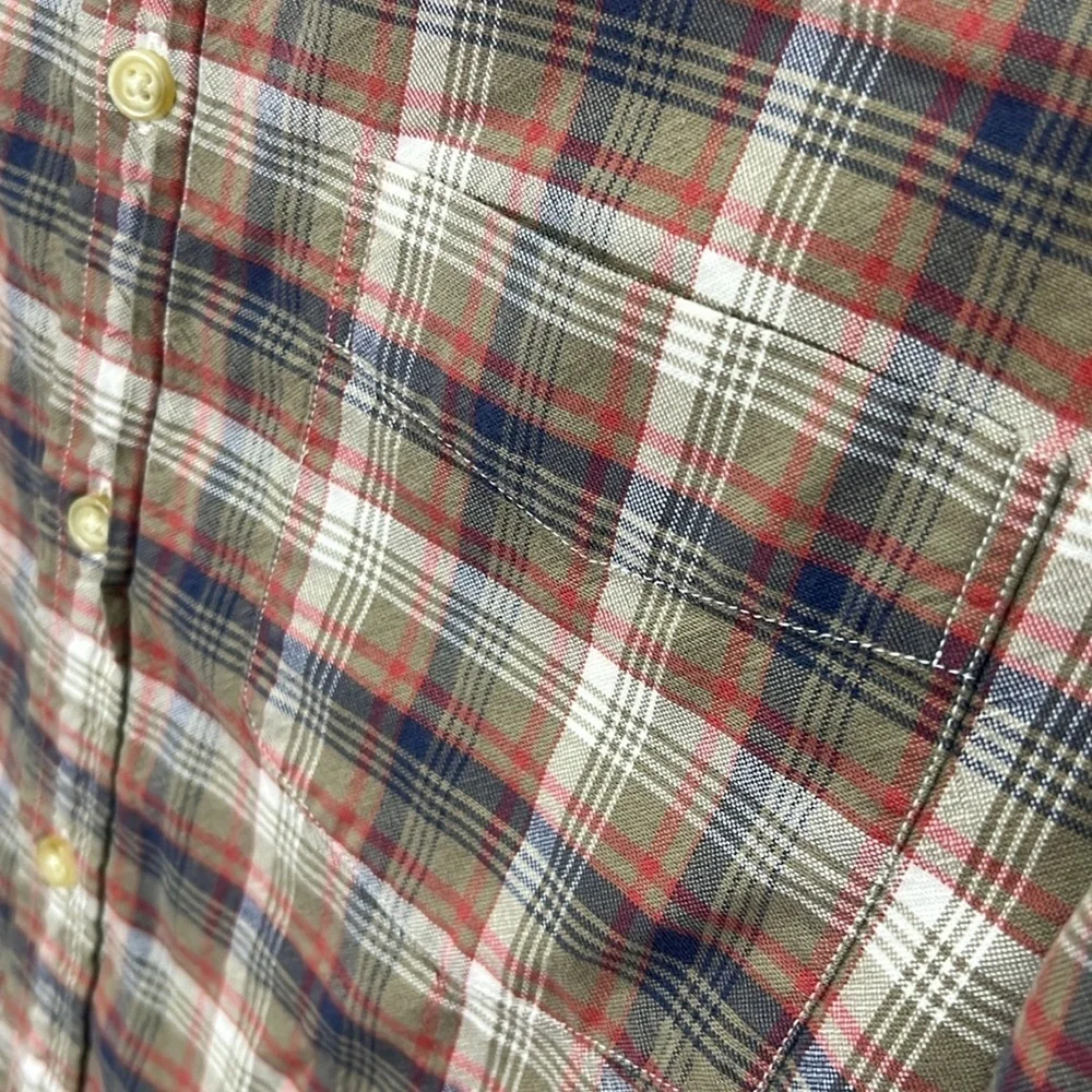 J. Crew long sleeve button down Oxford shirt slim Olive Green plaid Small